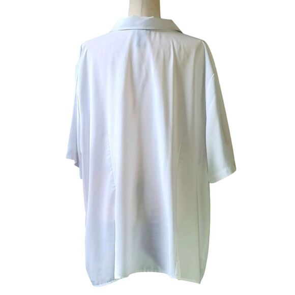 MAGGIE BARNES Flowy Shirt Short Sleeve White Button Down Blouse Plus Size 3X - Picture 5 of 15